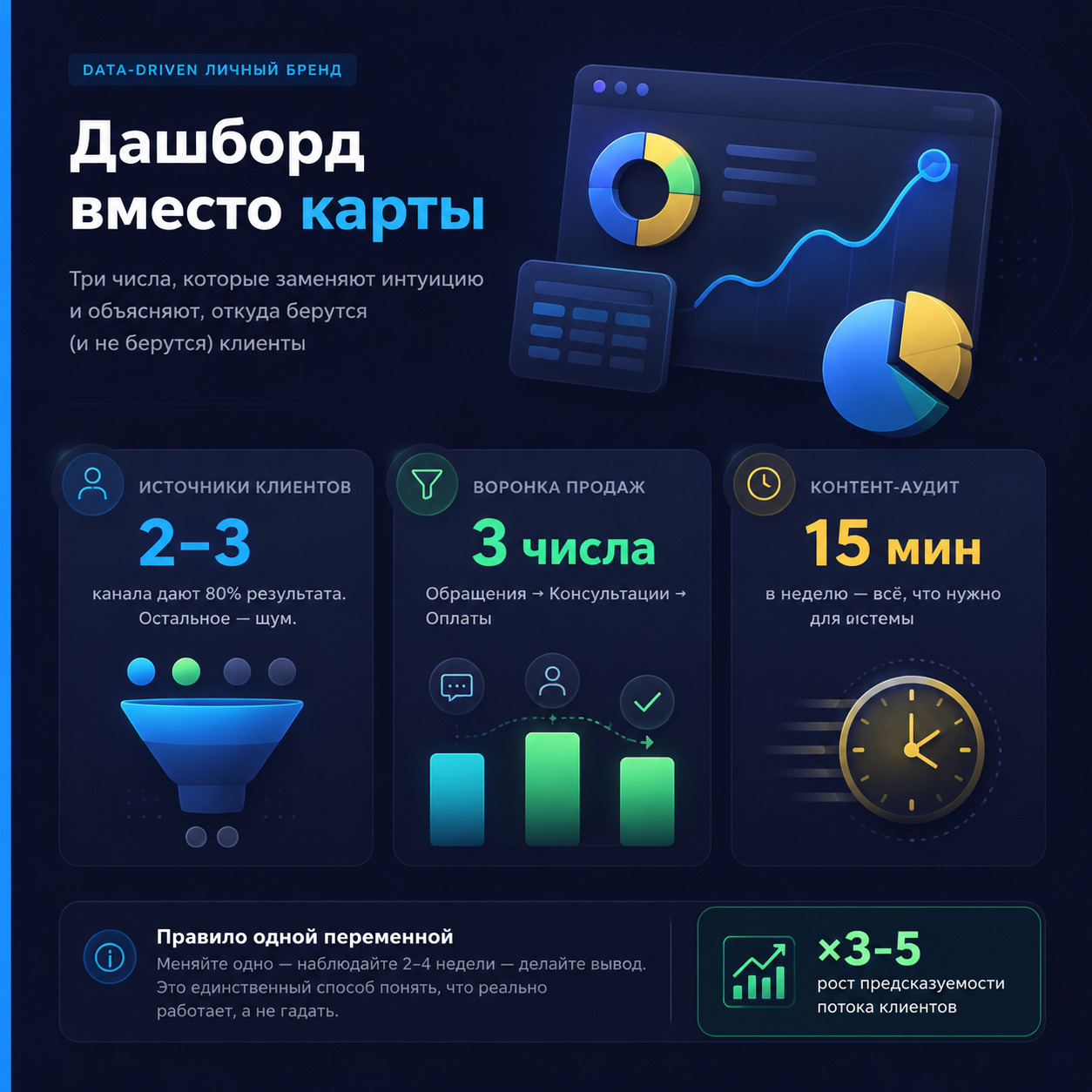 Инфографика с дашбордом основных метрик для эксперта